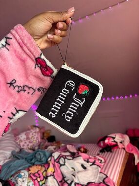 Juicy Couture Black & White Strawberry Zip Wristlet